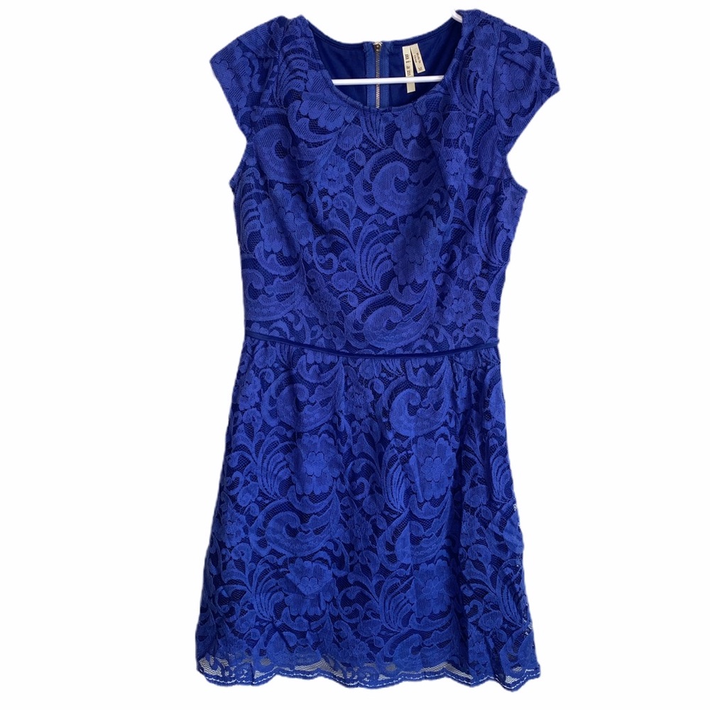 Miami Francesca’s royal blue zip lace dress medium